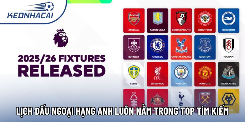 Lịch đấu Ngoại Hạng Anh luôn nằm trong top tìm kiếm